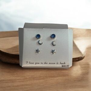 Silver and Blue Moon and Star Earring Set
NWT
3 pair of earrings